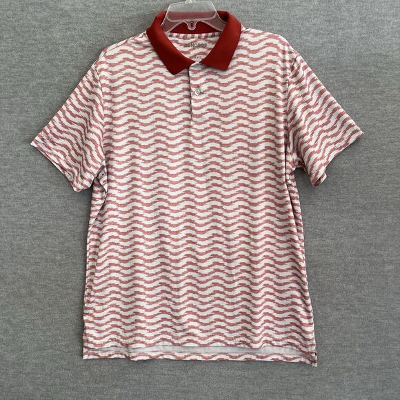 Bonobos Golf Polo Shirt Mens Large Slim Fit Preppy Chevron Ikat Stripe Wine Pink - Picture 1 of 10